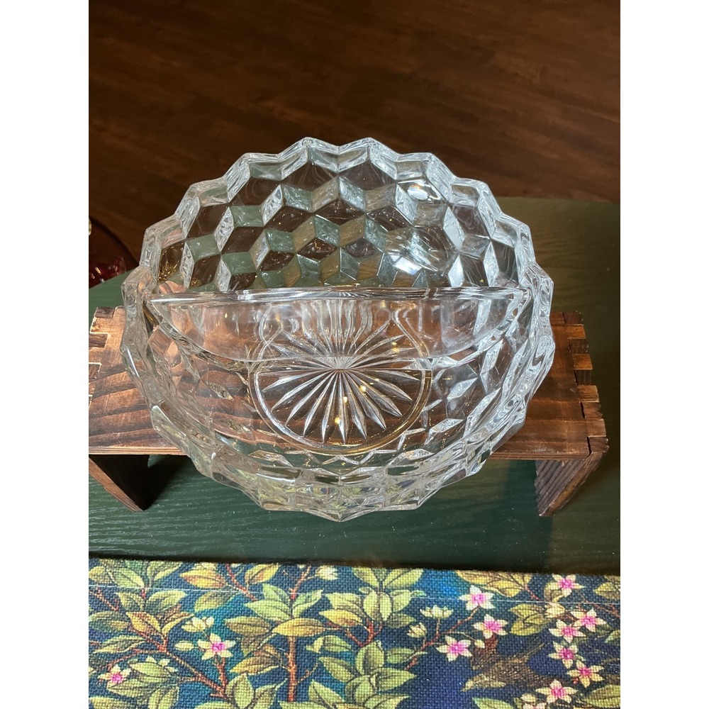 Vintage Fostoria American Clear Pressed Glass Divided 6.25" Bowl